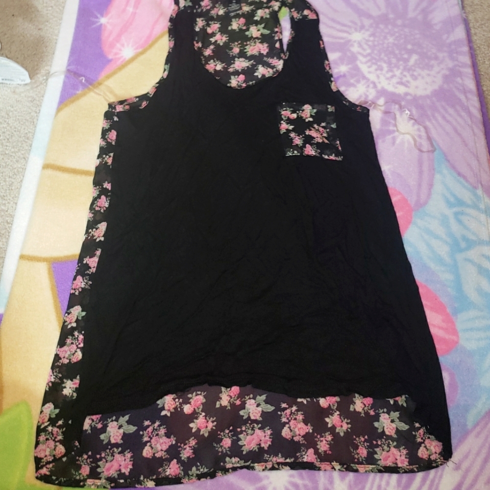 Rue21 Sheer Back Floral Pocket Tank
